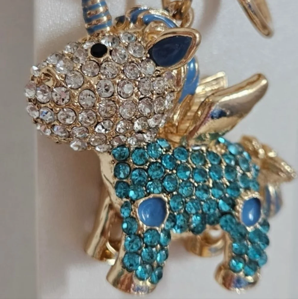 Unbranded Unicorn Keychain Women OS Blue Gold‎ New Crystal Rhinestone Pegasus